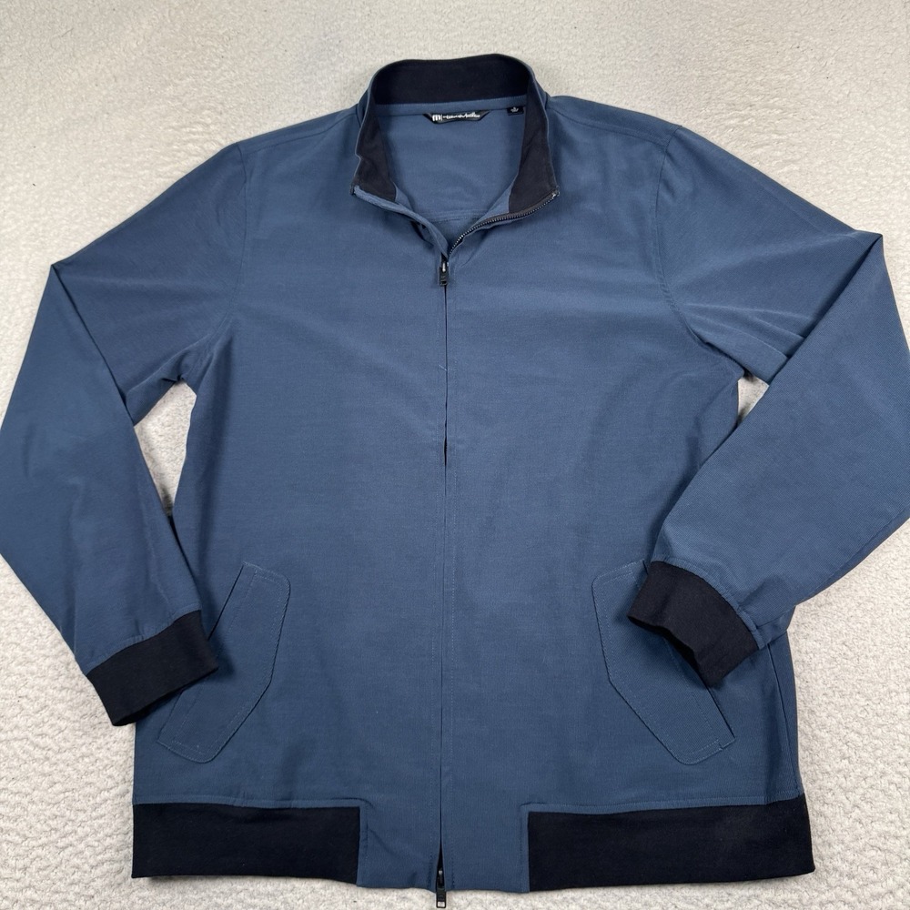Travis Mathew Jacket Men's Large Full Zip Blue Golf Stretch Pockets‎ Lightweight